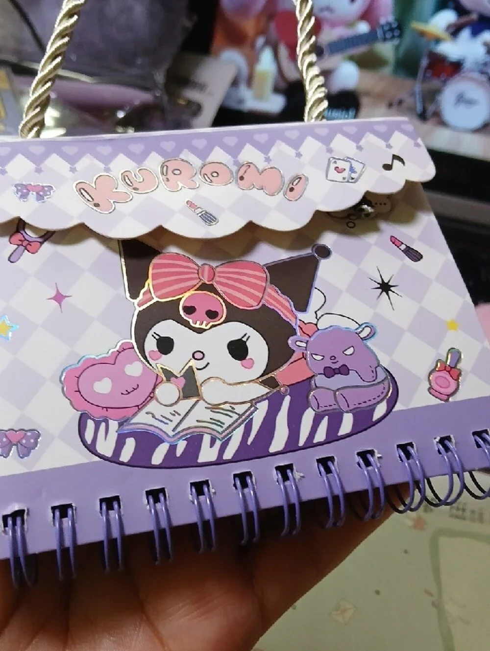 Kuromi Mini Purse Flip Notebook - Lavender Pink